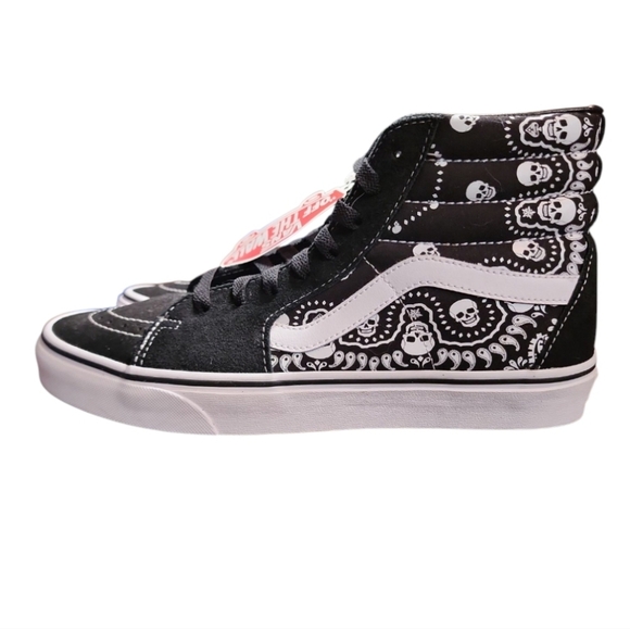 NWT VANS SK8-HI Bandana Black Suede Canvas Skate Shoes Men's Size 9.5 Women's 11 - Picture 7 of 14